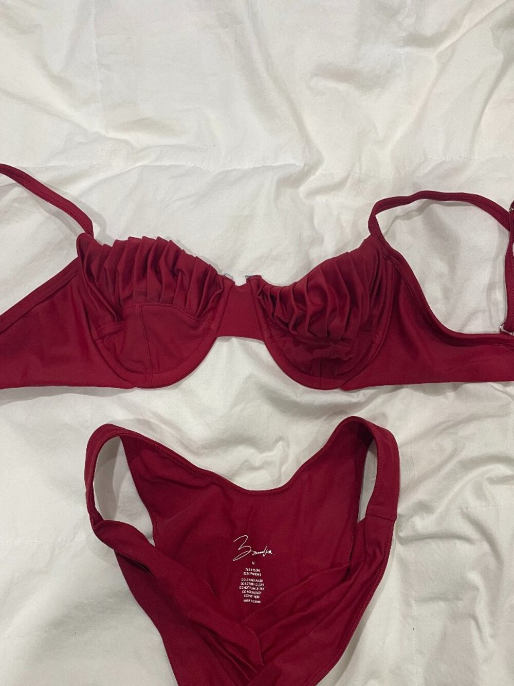 Red Swimwear Bikini Set Size Small Top Medium Bottoms